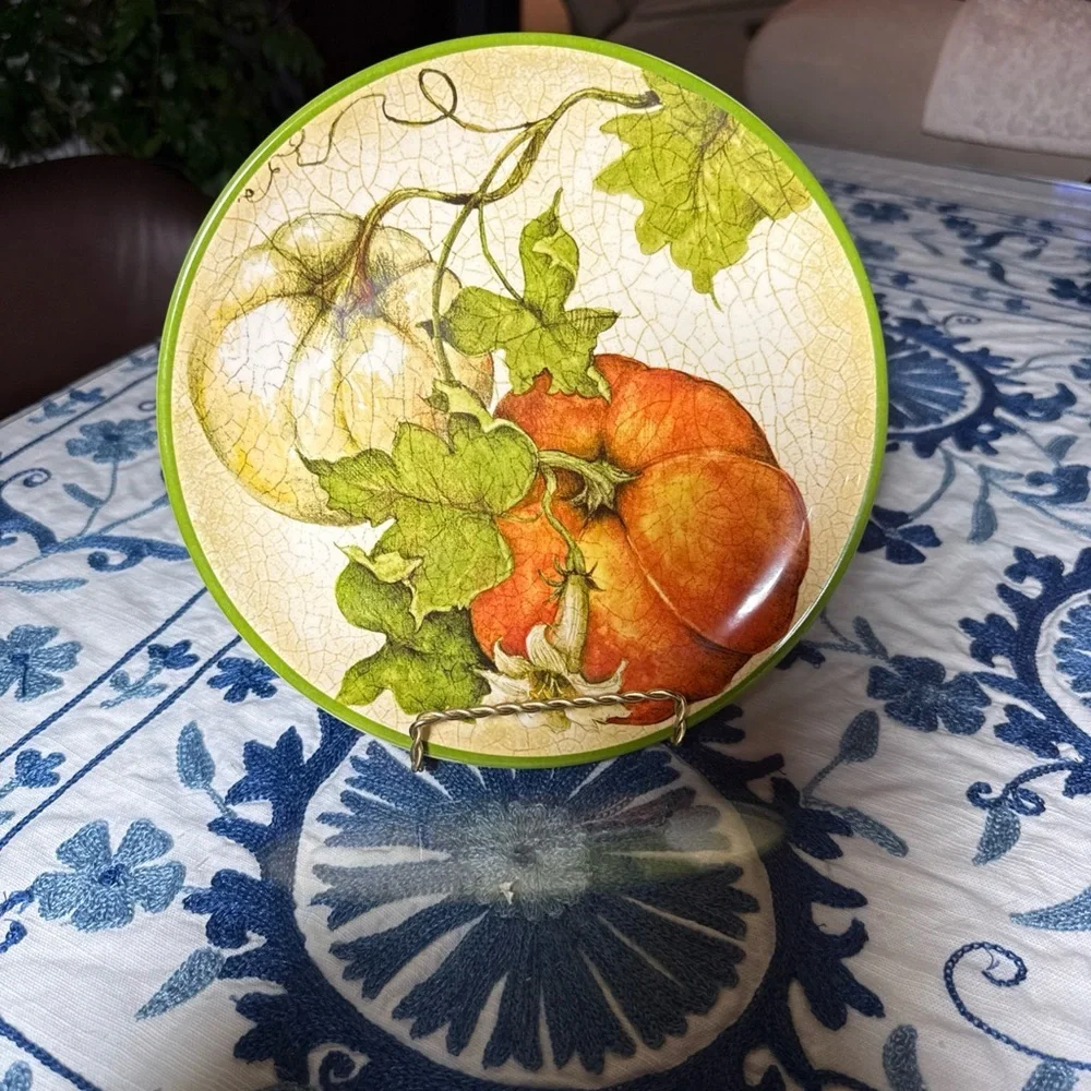 Pier 1 Harvest Garden Salad Plate Excellent Condition Fall Pumpkin Patch Fall 9”